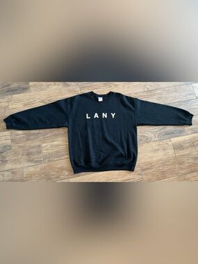 Gildan Black Crewneck Sweatshirt with White LANY - L
